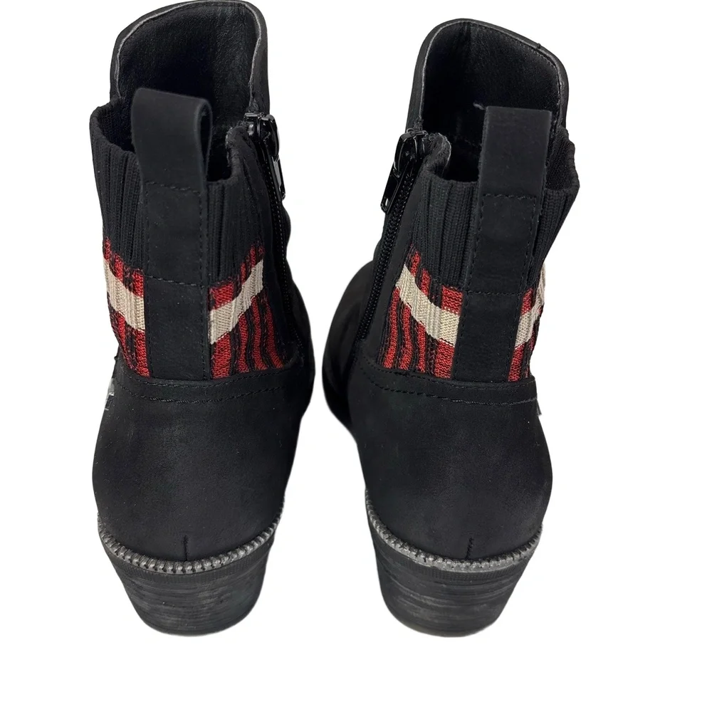 Remonte R1172 Womens 8 EU 39 Black Red White Ankle Boots Knit Back Zip - Picture 2 of 8
